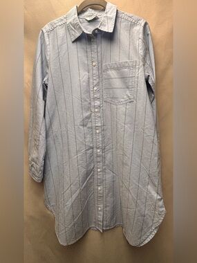 b.young light blue striped long sleeve shirt dress, size 34